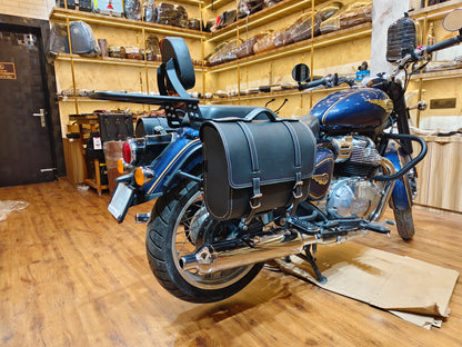 For Royal Enfield Bullet 650 Genuine Leather Pannier Bags & Mounting D20