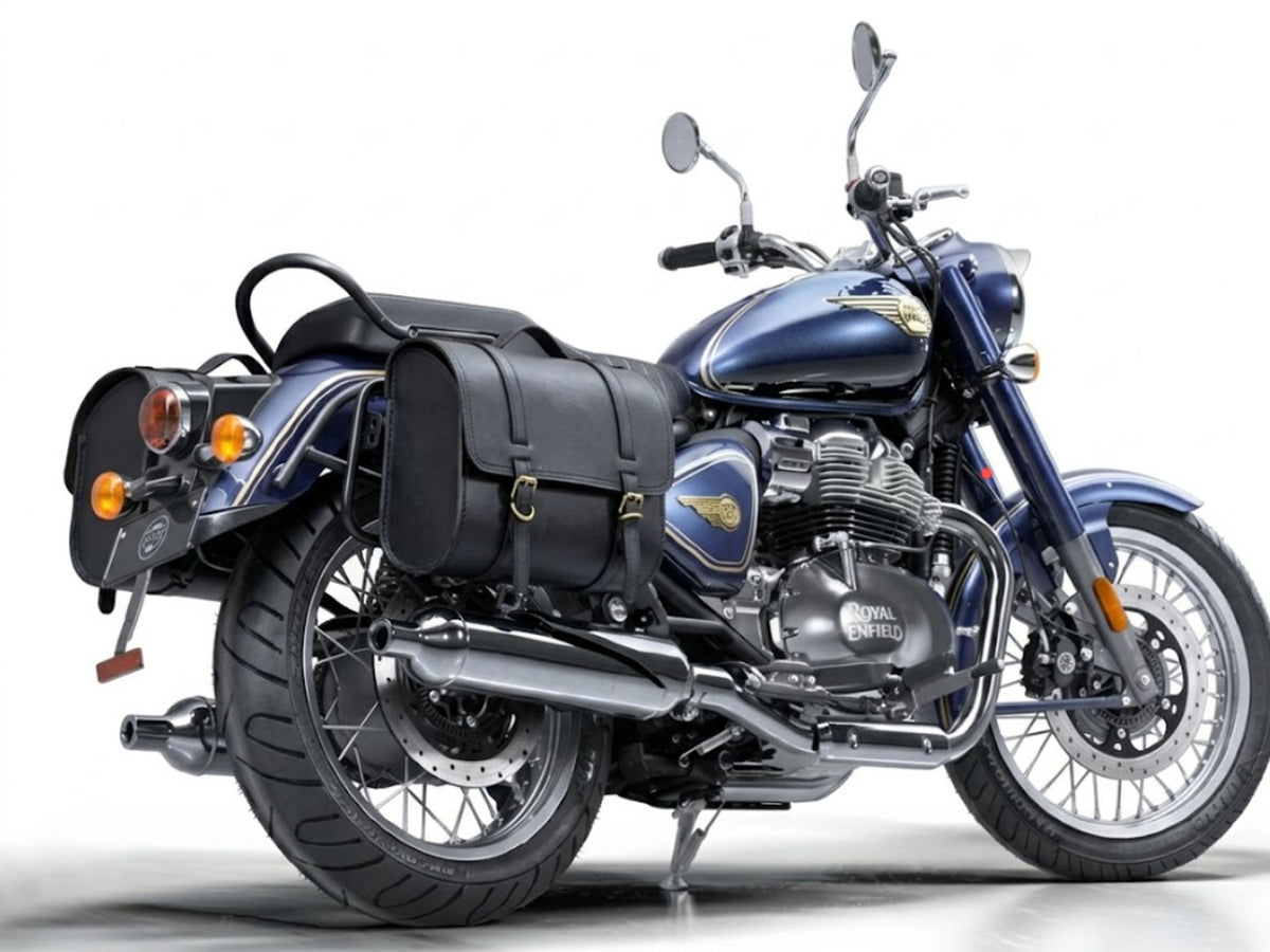 For Royal Enfield Bullet 650 Genuine Leather Pannier Bags & Mounting D20