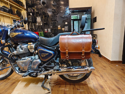 For Royal Enfield Bullet 650 Genuine Leather Pannier Bags & Mounting D21