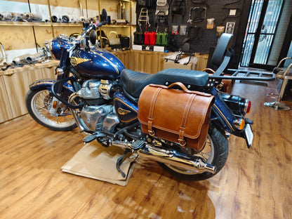 For Royal Enfield Bullet 650 Genuine Leather Pannier Bags & Mounting D21