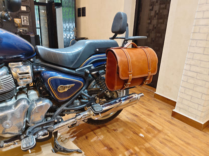 For Royal Enfield Bullet 650 Genuine Leather Pannier Bags & Mounting D21