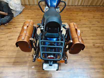 For Royal Enfield Bullet 650 Genuine Leather Pannier Bags & Mounting D21