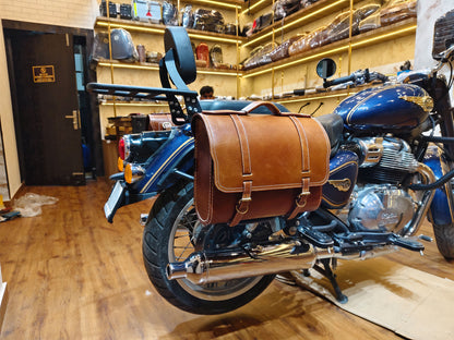 For Royal Enfield Bullet 650 Genuine Leather Pannier Bags & Mounting D21