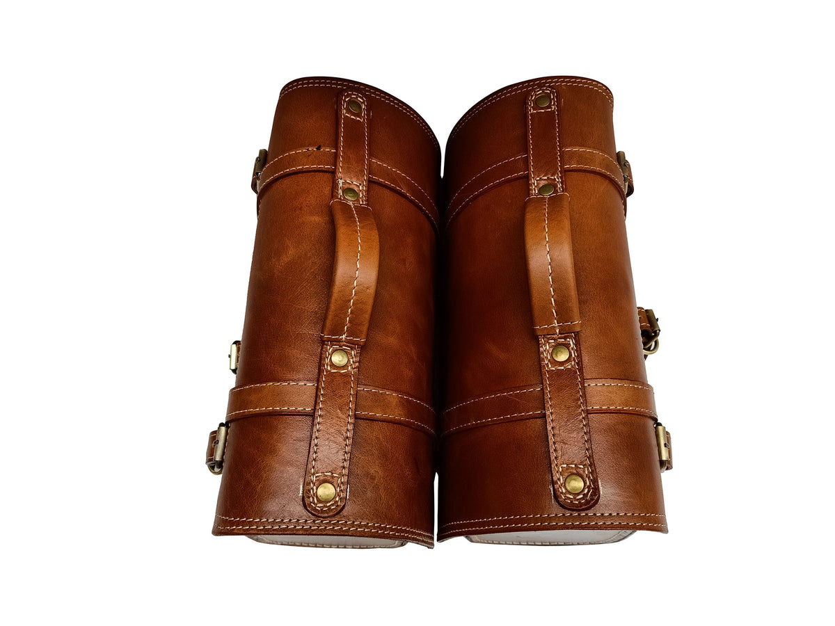 For Royal Enfield Bullet 650 Genuine Leather Pannier Bags & Mounting D21