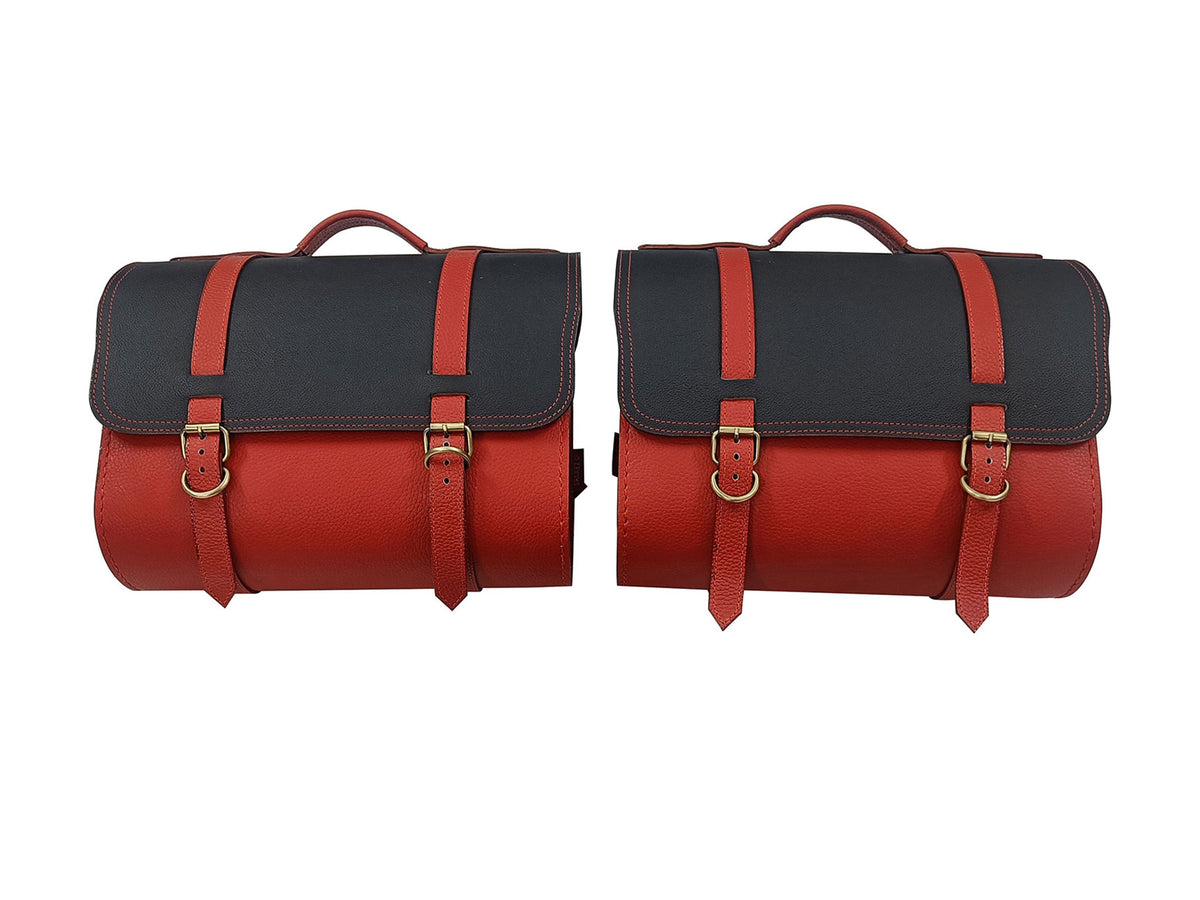 For Royal Enfield Bullet 650 Genuine Leather Pannier Bags & Mounting D23