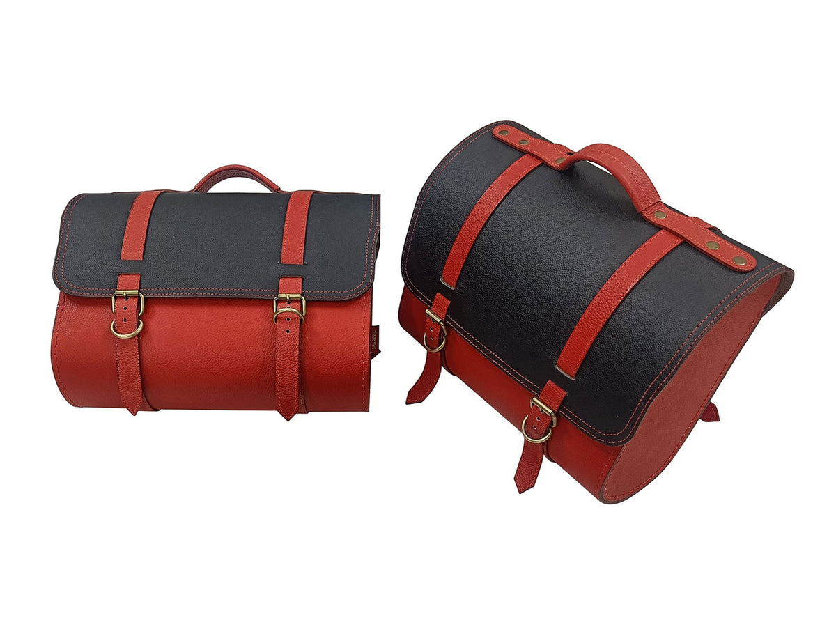 For Royal Enfield Bullet 650 Genuine Leather Pannier Bags & Mounting D23