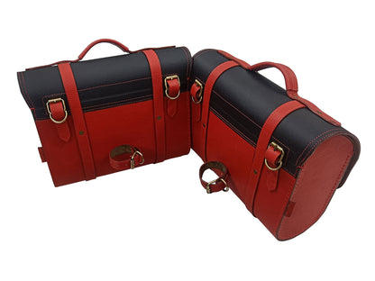 For Royal Enfield Bullet 650 Genuine Leather Pannier Bags & Mounting D23