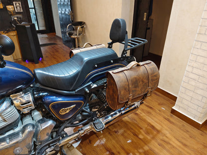 For Royal Enfield Bullet 650 Genuine Leather Pannier Bags & Mounting D28