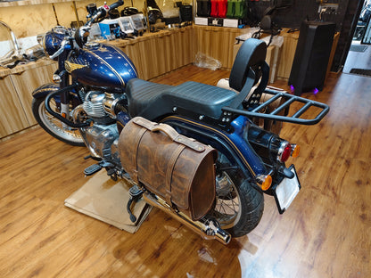 For Royal Enfield Bullet 650 Genuine Leather Pannier Bags & Mounting D28