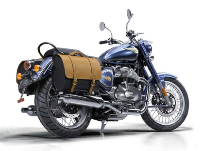 For Royal Enfield Bullet 650 Genuine Leather Pannier Bags & Mounting D29