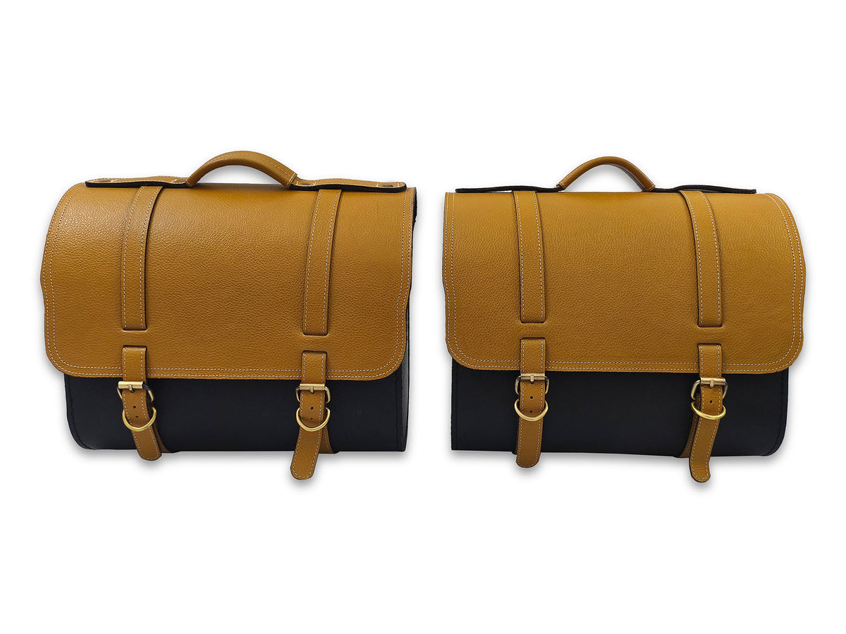 For Royal Enfield Bullet 650 Genuine Leather Pannier Bags & Mounting D29
