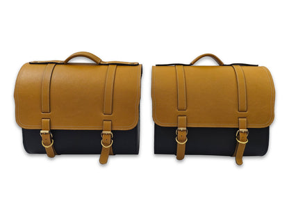 For Royal Enfield Bullet 650 Genuine Leather Pannier Bags & Mounting D29