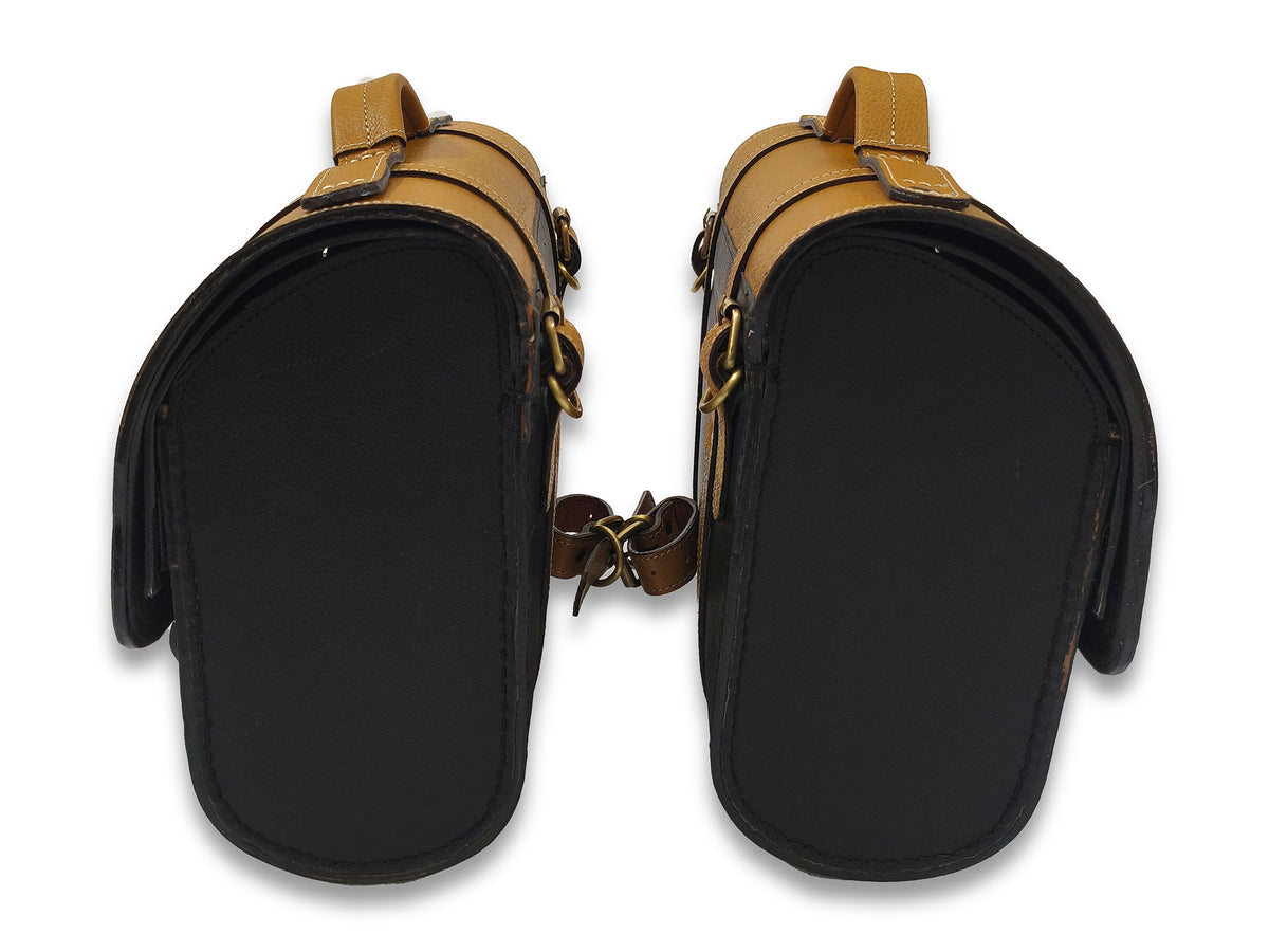 For Royal Enfield Bullet 650 Genuine Leather Pannier Bags & Mounting D29