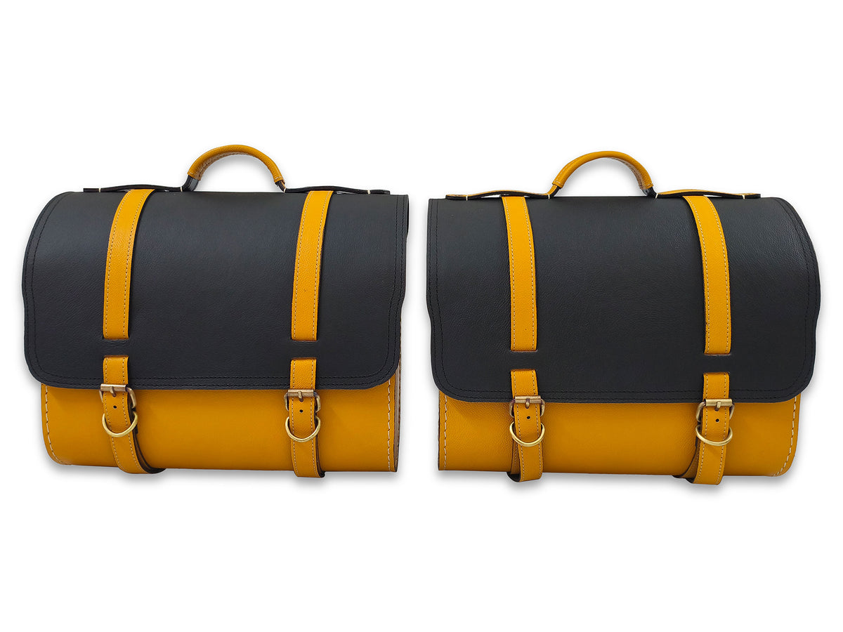 For Royal Enfield Bullet 650 Genuine Leather Pannier Bags & Mounting D30