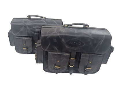 For Royal Enfield Bullet 650 Genuine Leather Pannier Bags & Mounting D31