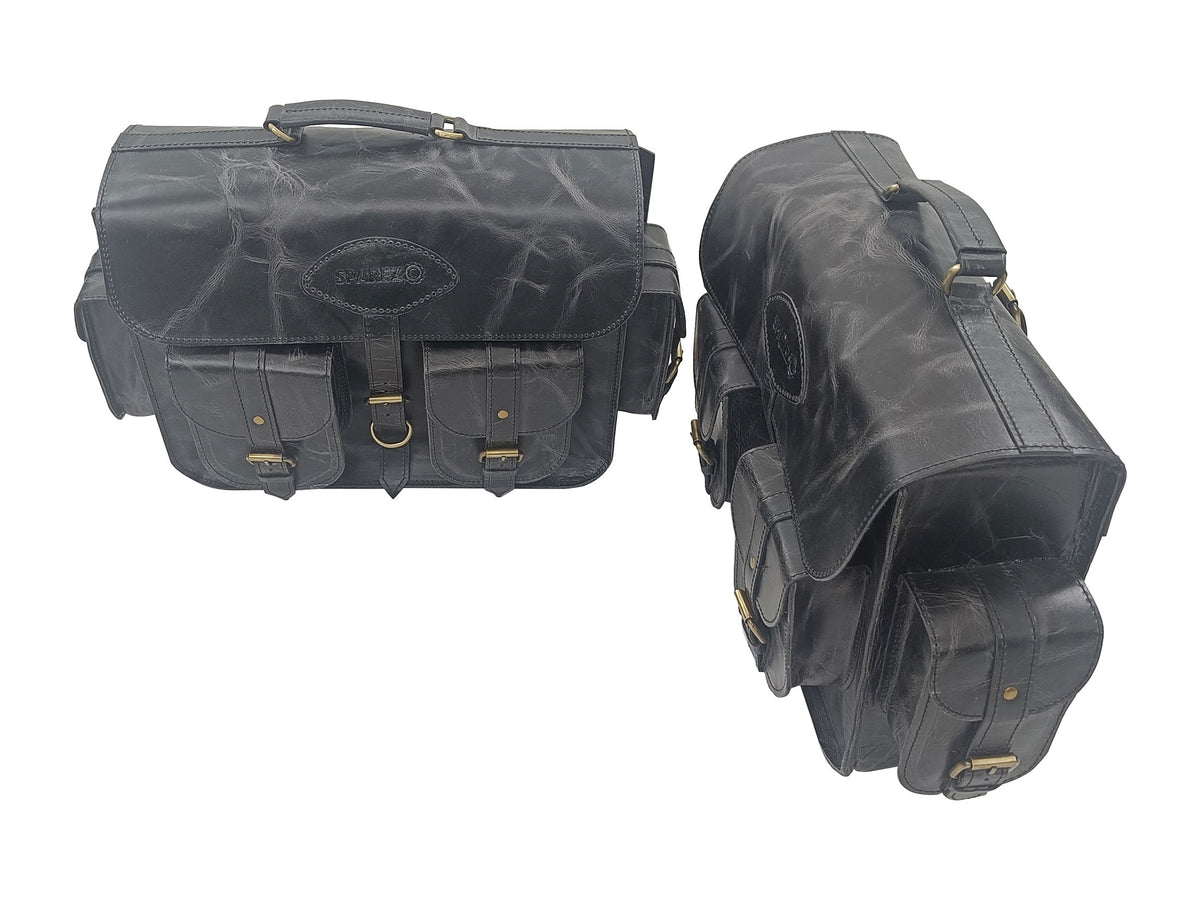 For Royal Enfield Bullet 650 Genuine Leather Pannier Bags & Mounting D31