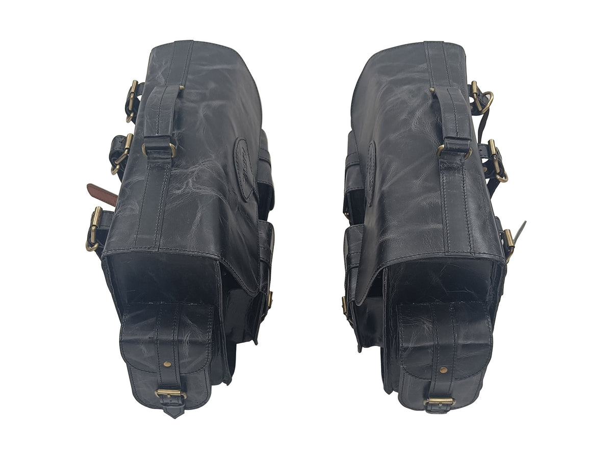 For Royal Enfield Bullet 650 Genuine Leather Pannier Bags & Mounting D31