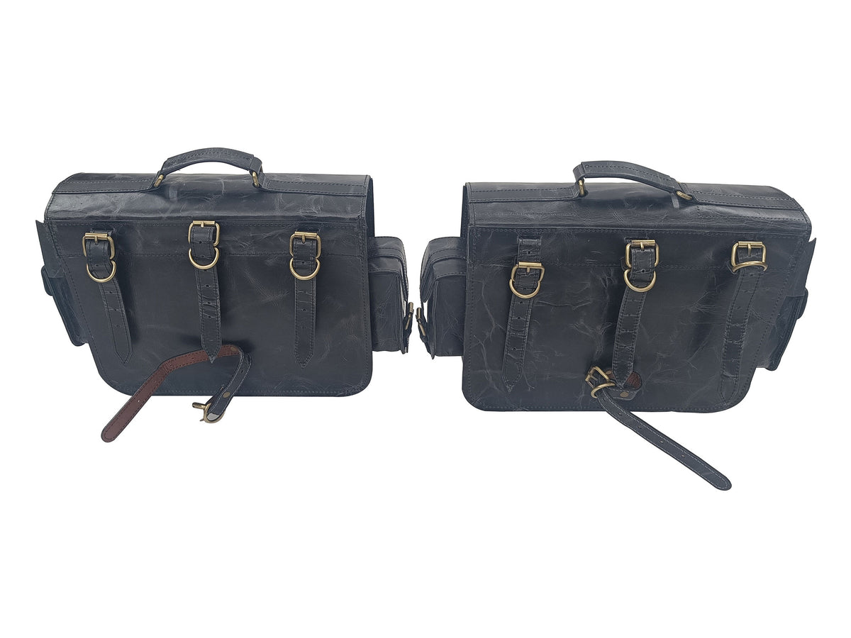 For Royal Enfield Bullet 650 Genuine Leather Pannier Bags & Mounting D31
