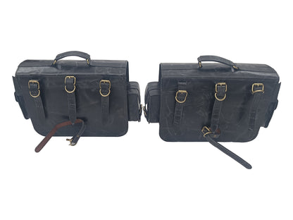For Royal Enfield Bullet 650 Genuine Leather Pannier Bags & Mounting D31