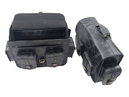 For Royal Enfield Bullet 650 Genuine Leather Pannier Bags & Mounting D31