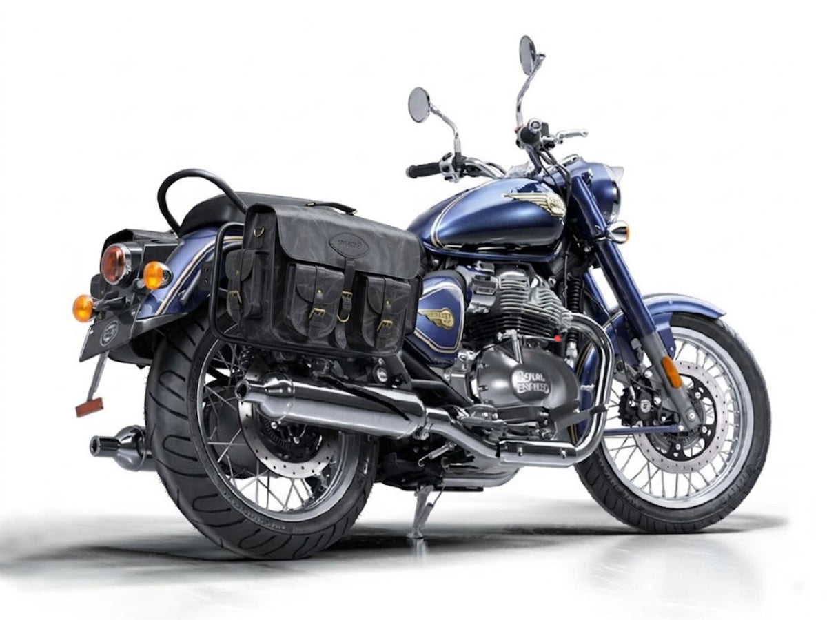 For Royal Enfield Bullet 650 Genuine Leather Pannier Bags & Mounting D31