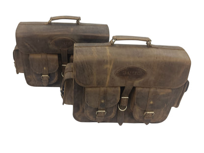 For Royal Enfield Bullet 650 Genuine Leather Pannier Bags & Mounting D32