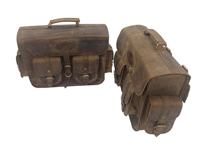For Royal Enfield Bullet 650 Genuine Leather Pannier Bags & Mounting D32