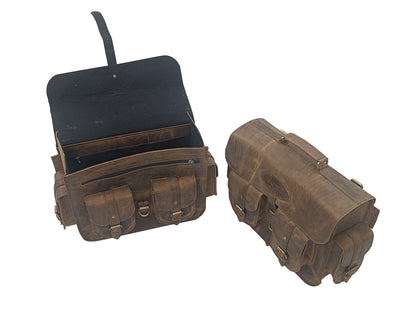 For Royal Enfield Bullet 650 Genuine Leather Pannier Bags & Mounting D32