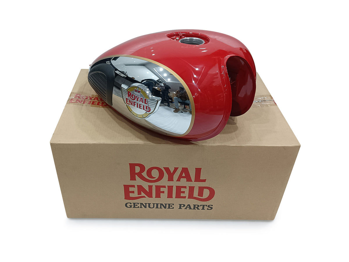 Genuine Royal Enfield Classic Reborn 350 Red & Chrome Petrol Gas Fuel Tank