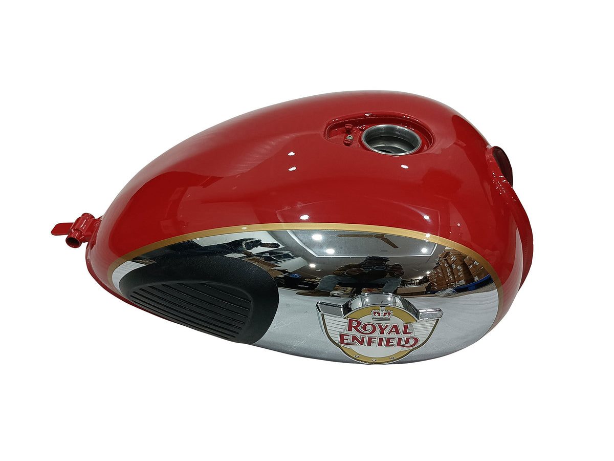 Genuine Royal Enfield Classic Reborn 350 Red & Chrome Petrol Gas Fuel Tank