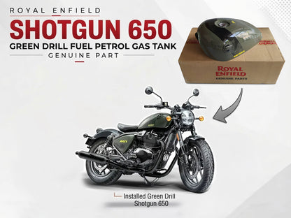 Genuine Royal Enfield Shotgun 650 Green Drill Fuel Petrol Gas Tank