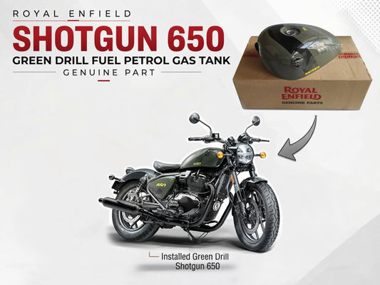 Genuine Royal Enfield Shotgun 650 Green Drill Fuel Petrol Gas Tank
