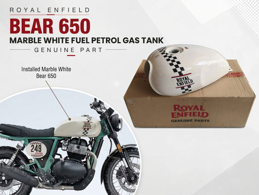 Genuine Royal Enfield Bear 650 Marble White Fuel Petrol Gas Tank