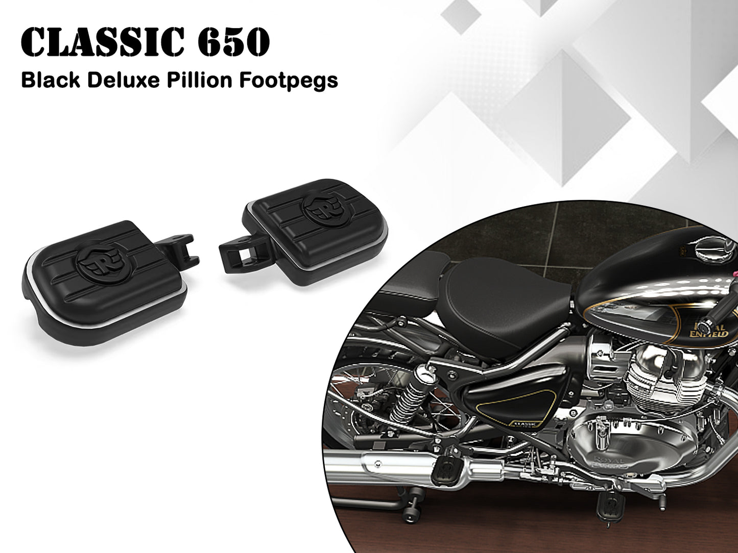 Genuine Royal Enfield Classic 650 Deluxe Rider Footpegs Black KXA00331