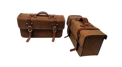 Royal Enfield Himalayan Pannier Rails and Leather Bags Pair Brown Tan