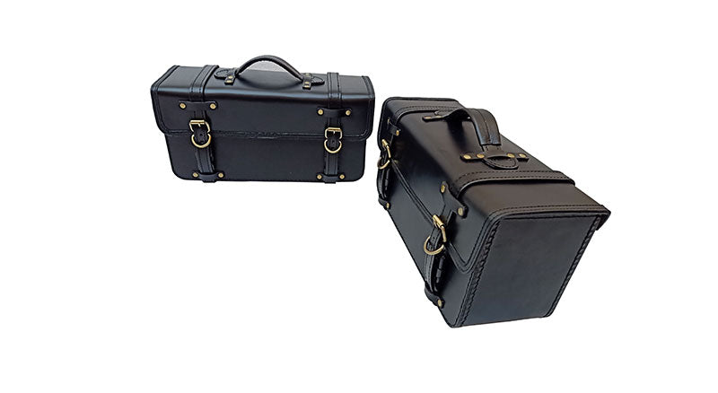Royal Enfield Himalayan Pannier Rails and Leather Bags Pair Black