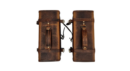 Royal Enfield Himalayan Pannier Rails and Leather Bags Pair Brown