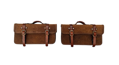 Royal Enfield Interceptor 650 Pannier Rails & Bags Brown Tan Pair