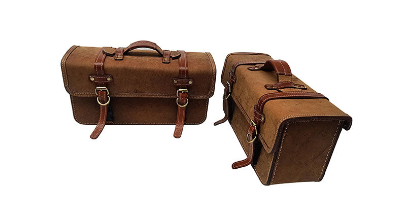 Royal Enfield Interceptor 650 Pannier Rails & Bags Brown Tan Pair