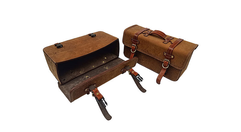 Royal Enfield Interceptor 650 Pannier Rails & Bags Brown Tan Pair