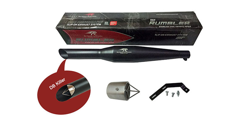 Royal Enfield Classic 500cc Red Rooster SS Exhaust Silencer Black & DB Killer