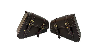 Royal Enfield Interceptor 650 Mounting Rails With Leather Pannier Bags Brown