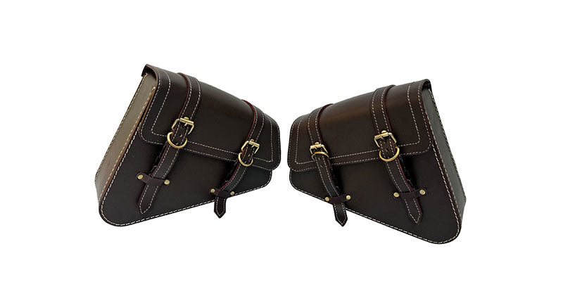 Royal Enfield Interceptor 650 Mounting Rails With Leather Pannier Pair Bags