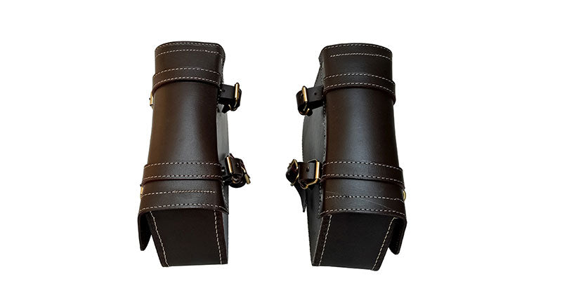 Royal Enfield Interceptor 650 Mounting Rails With Leather Pannier Bags Brown
