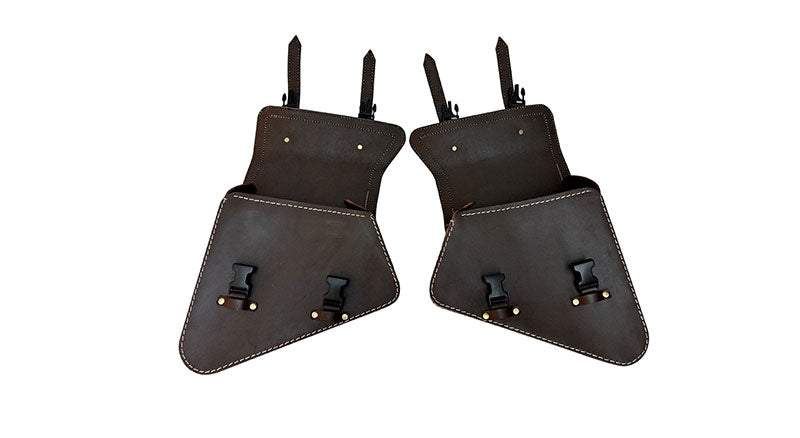Royal Enfield Interceptor 650 Mounting Rails With Leather Pannier Bags Brown