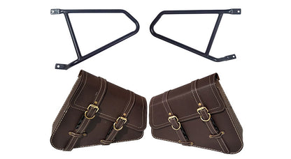 Royal Enfield Interceptor 650 Mounting Rails With Pannier Bags Pair Brown
