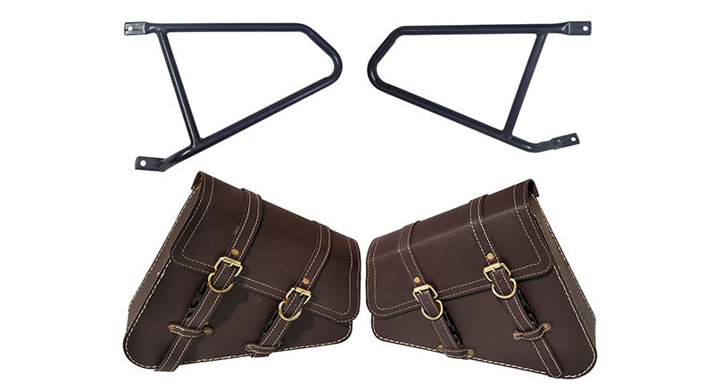 Royal Enfield GT Continental 650 Mounting Rails With Pannier Bags Pair Brown