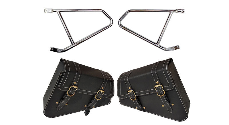 Royal Enfield GT Continental 650 Mounting Rails With Black Pannier Bags Pair