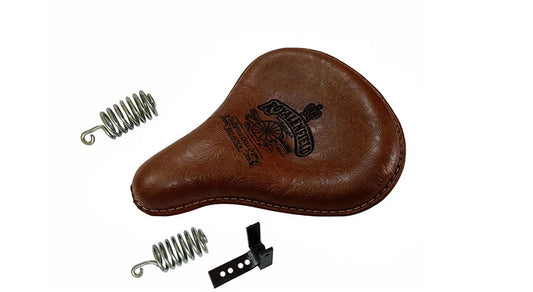 Royal Enfield Classic 350 500 Engraved Leather Front Seat Brown