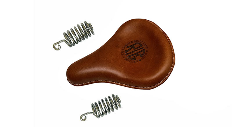 Royal Enfield Classic 500cc 350cc Brown Tan Front Leather Seats with Bags Pair